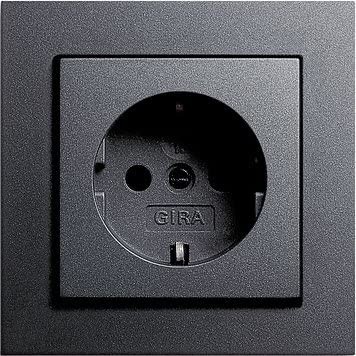 GIRA E2 anthrazit (1x Steckdose mit Berührungsschutz, 1x Rahmen 1fach)